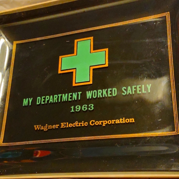 1963 department work safely award plate from Wagner electric corporation
